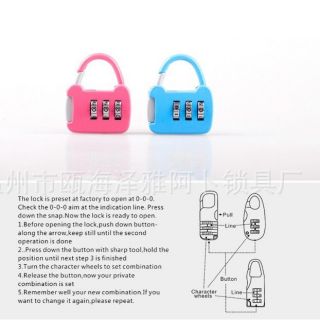 Khóa mini du lịch đa màu sắc.