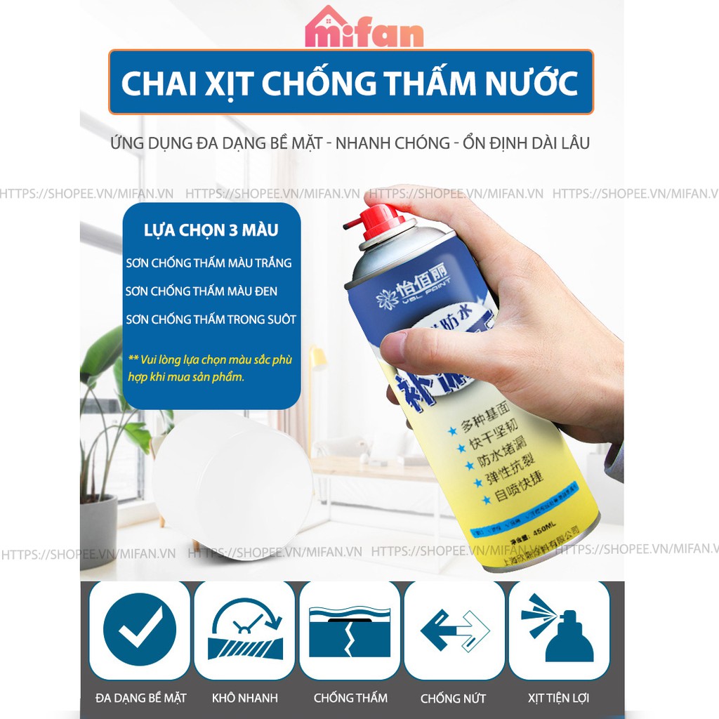 🏆Loại xịn chính hãng🏆 Bình Xịt Chống Thấm Nước YBL PAINT 450ml - Chai Xịt Chống Dột Tường Trần Mái Nhà Sân Thượng