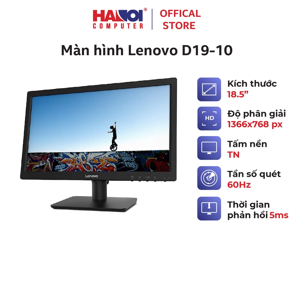 Màn hình Lenovo D19-10 18.5 inch HD TN 5ms 200 nits HDMI+VGA bảo hành thumbnail