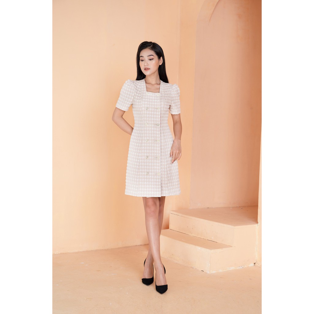De Leah - Đầm Ôm A 2 Hàng Khuy - Thời trang thiết kế