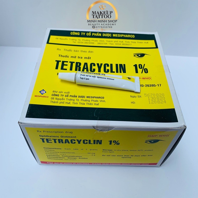 [1 HỘP 100 TUÝP]TETRACYLIN hộp 100tip bôi khi phun xăm