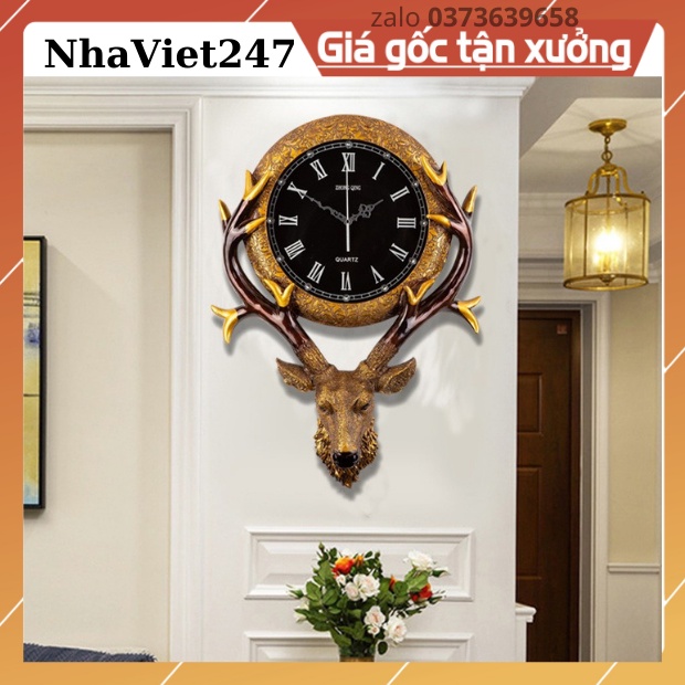 Đồng Hồ Treo Tường Trang Trí Phồng Khác Sừng Hưou-Mã 8504-Kt 80x50cm-đồng hồ tranh đẹp,giá rẻ-quà tặng ý ngĩa-bh 5 năm