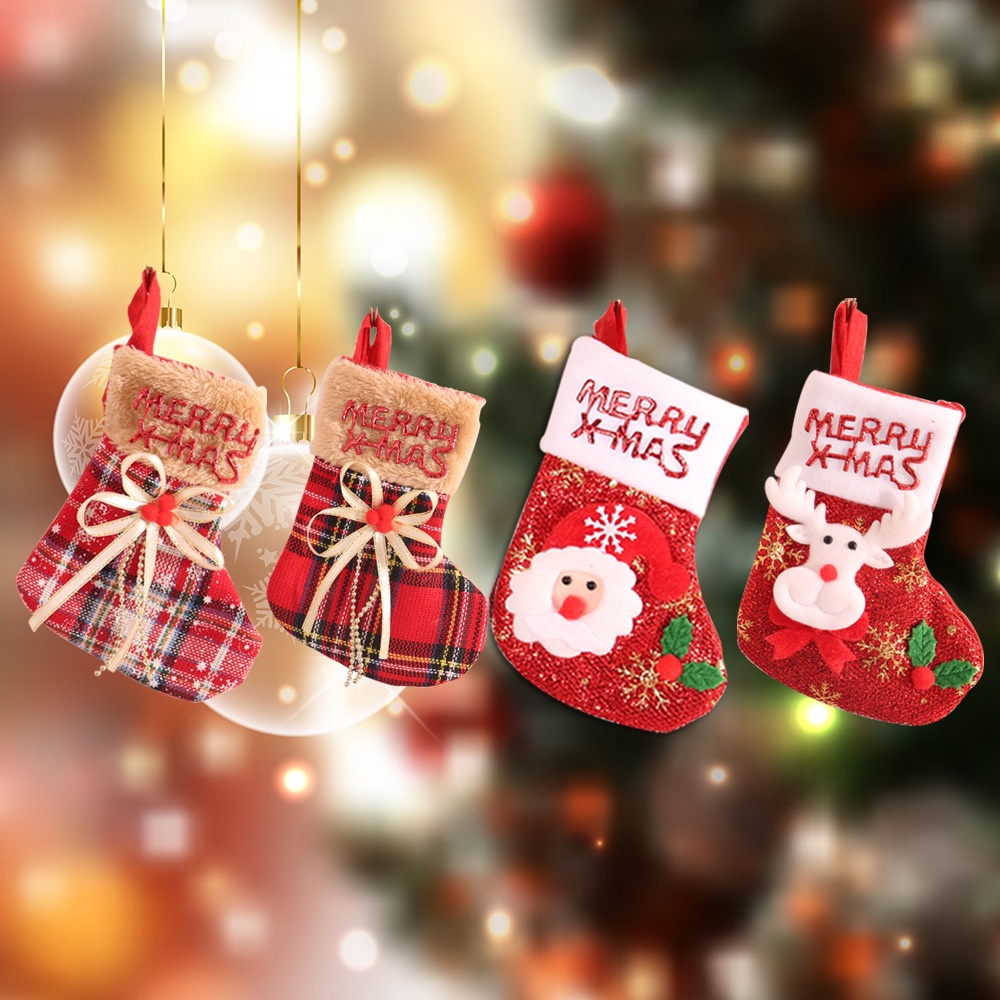 Tất Đựng Quà Giáng Sinh / Năm Mới Hình Ông Già Noel / Tuần Lộc / Tuần Lộc / Cây Thông