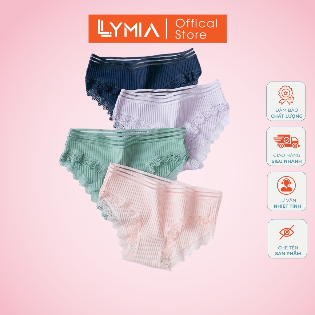 Quần Lót Nữ Cotton LYMIA Chất Gân Tăm Viền Ren Siêu Đẹp xuất Nhật QL02