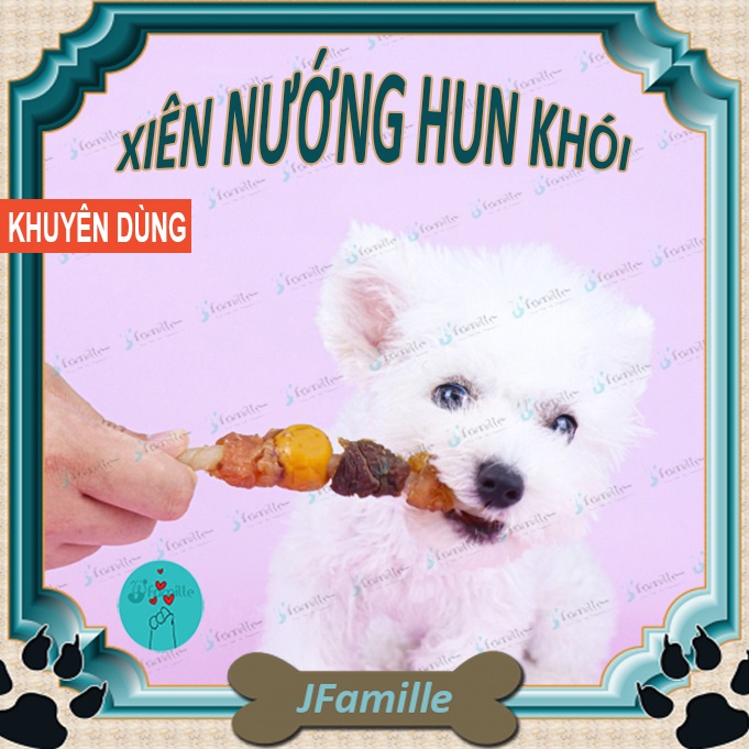 Đồ Ăn Vặt Chó Mèo JFamille, Xiên Que Nướng Hun Khói, Snack Bò Gà Vịt Lòng Đỏ Trứng, Bổ Sung Đạm. JF136