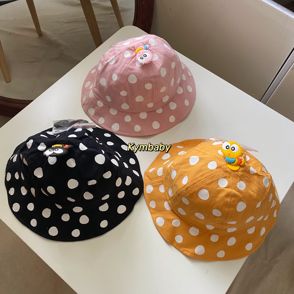 Mũ nón vành chấm bi cute ( kèm dây cài) cho bé từ 1-3 Tuổi M840