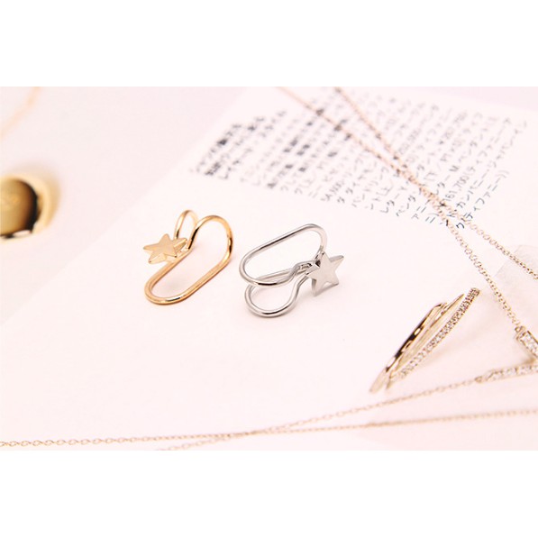 Khuyên tai nữ bông tai nữ kẹp vành cá tính hàn quốc sóng đính đá và dây dài tua rua