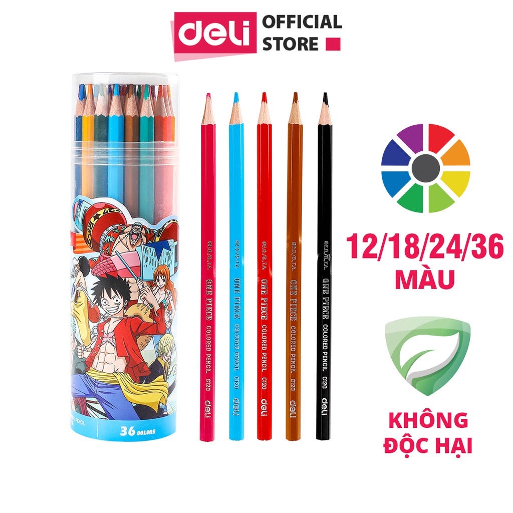 Bút chì màu dạng cốc học sinh Deli One Piece - 12/18/24/36 màu