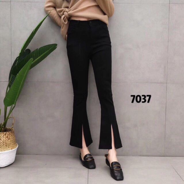 Quần tây công sở ống loe xẻ vạt cạp khoá chất cát hàn