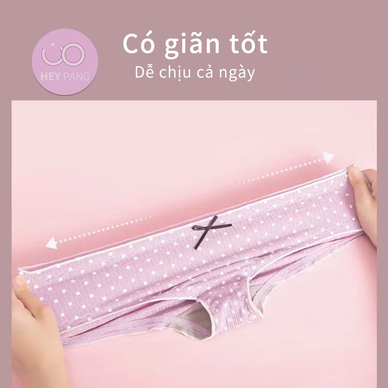 Quần lót nữ cotton chấm bi viền bèo nhún  HEYPANG phối ren nơ ngọt ngào chất liệu cao cấp co dãn VN038