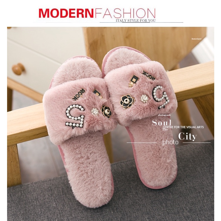 Dép lông mang trong nhà cho nữ