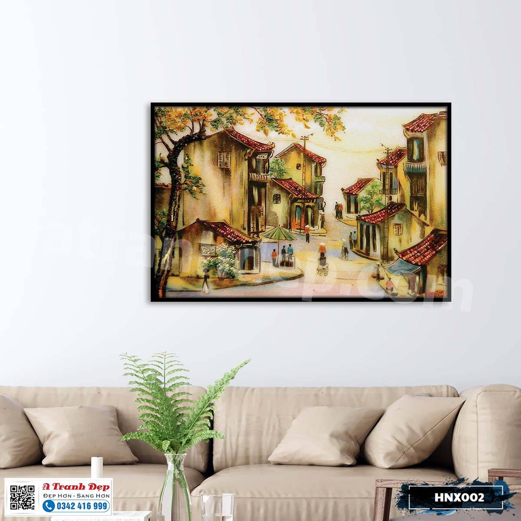 Tranh trang trí siêu nhẹ phong cảnh Hà Nội xưa - HNX002