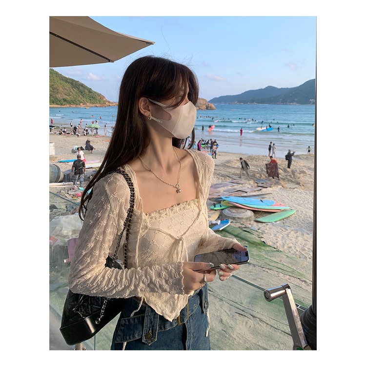 Bộ Áo Ren Hai Dây + Áo Choàng Ngắn 2022 Thời Trang Xuân Hè Cho Nữ