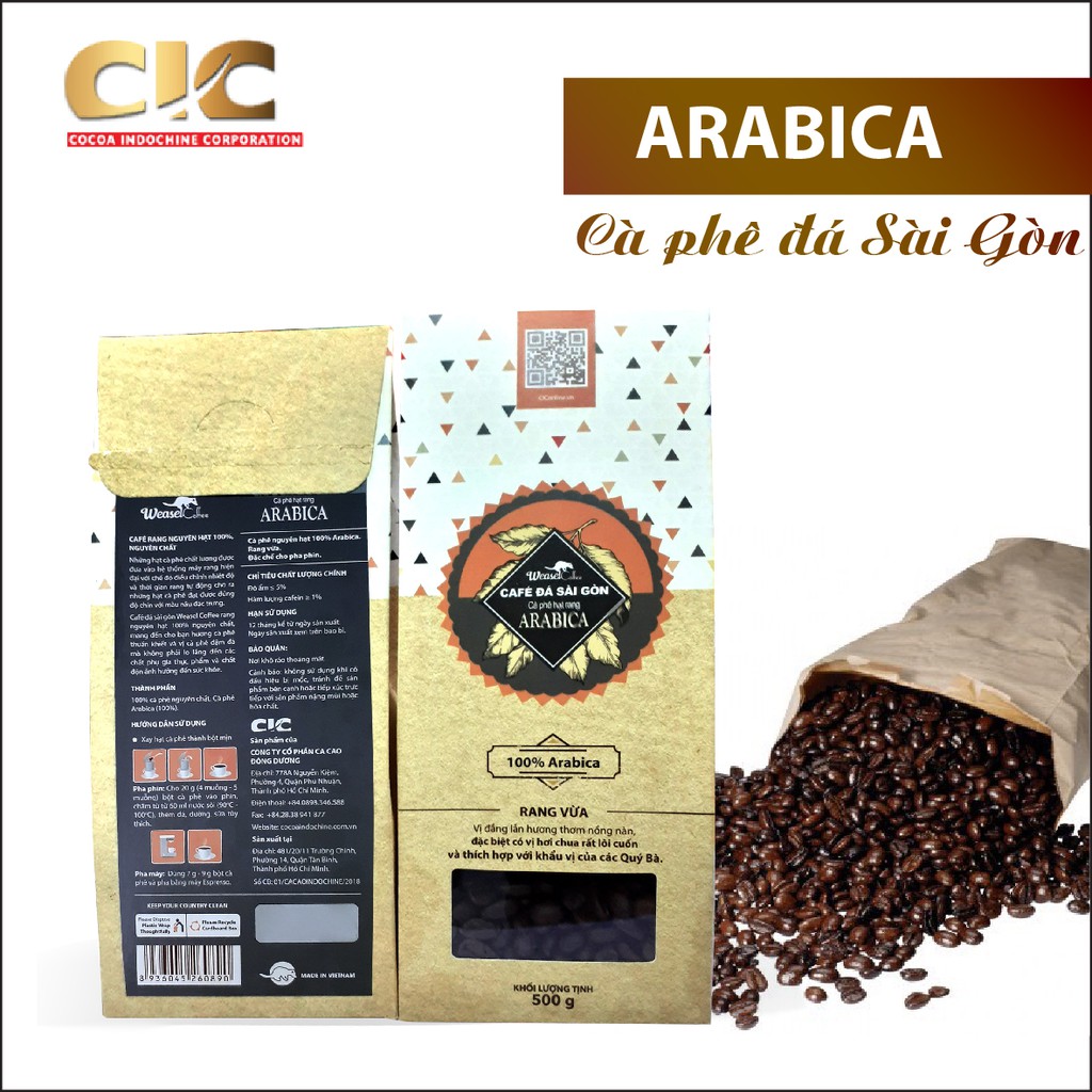 Cà phê hạt rang Arabica 500gr