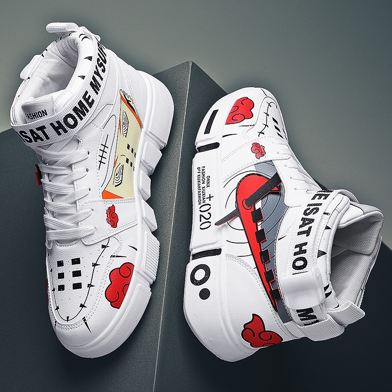 Giày thể thao cổ cao in họa tiết Akatsuki hoạt hình Naruto thời trang cho nam