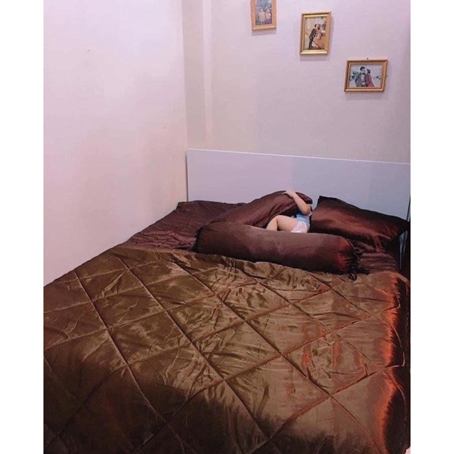 BỘ GA PHI LỤA MÀU NÂU SOCOLA 5 MÓN