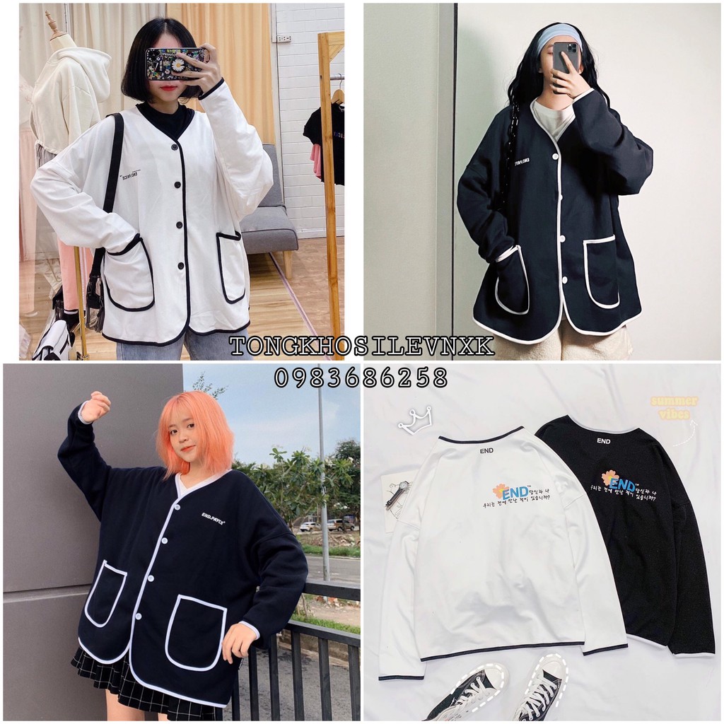 ÁO KHOÁC CADIGAN ENDPAY ULLZANG HOT - ÁO KHOÁC NỈ END PAYCE TRẮNG ĐEN UNISEX | BigBuy360 - bigbuy360.vn
