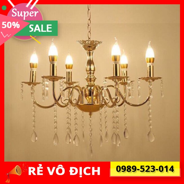 Đèn chùm trang trí 6 tay sắt đẹp