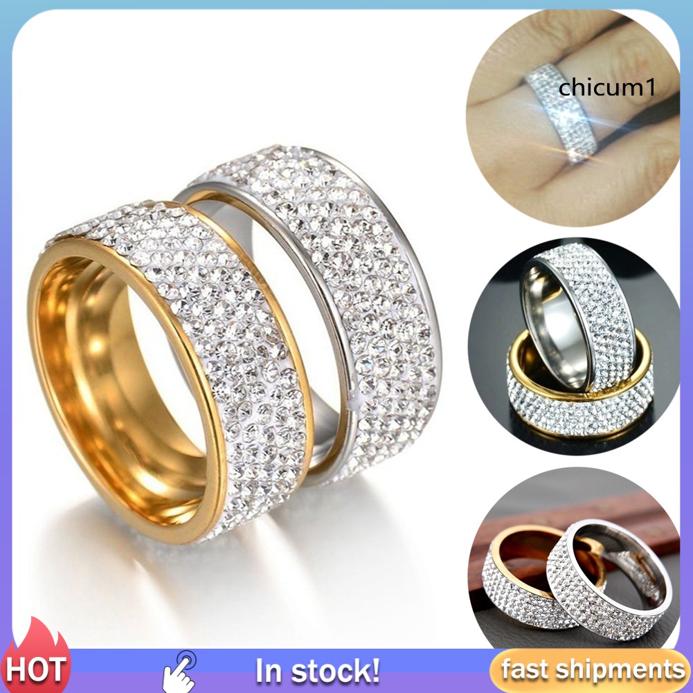 [Hàng mới về] Nhẫn đẹp bằng chất liệu thép không gỉ họa tiết đá đính sáng tạo làm đẹp cho nữ