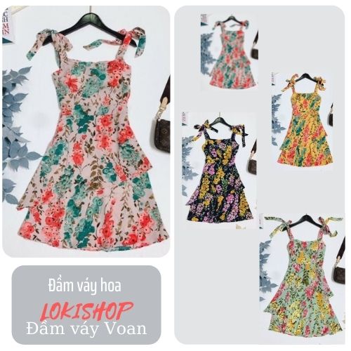 Váy hoa nhí họa tiết đầm tiểu thư vintage 2 dây dành cho nữ thiết kế trẻ trung, thời trang độc đáo Lokishop | BigBuy360 - bigbuy360.vn