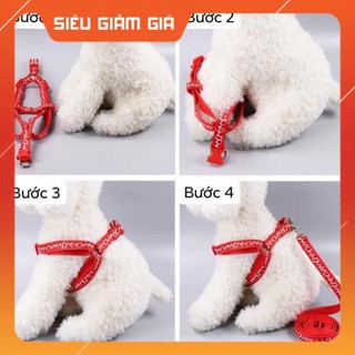 Dây Dắt Dạng Yếm Cho Chó Mèo (Dây dày 2 lớp - bản 1,5cm)