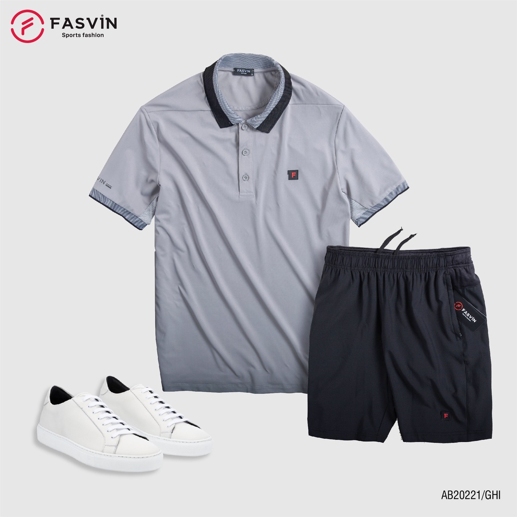 Bộ quần áo thể thao nam Fasvin AB20221.SG cổ bẻ vải thể thao mềm nhẹ co giãn thoải mái khi vận động