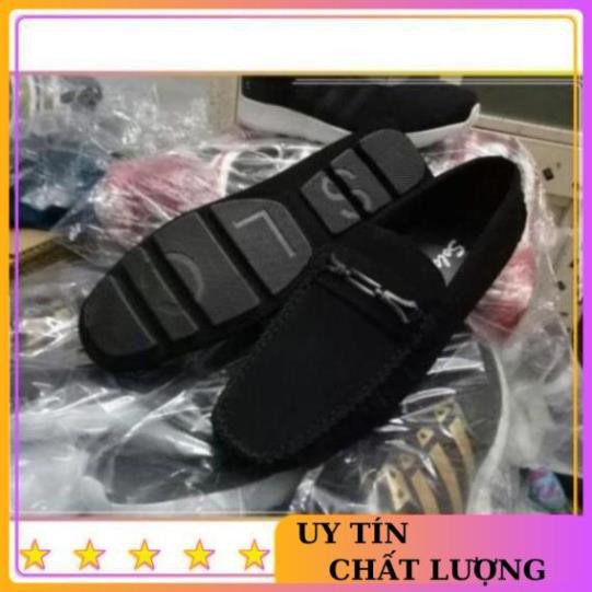 freeship unisex Giày lười nhung đế âm nam sang trọng