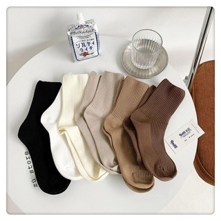 Vớ màu beige vintage cổ cao MỎNG