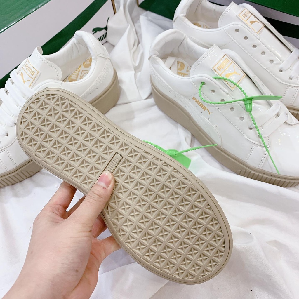 Giày Thể Thao Sneaker Nữ 𝐏𝐮𝐦𝐚 Trắng Đế Nâu Độn Đế Tăng Chiều Cao Hàng 1:1 [Full Bill + Box]