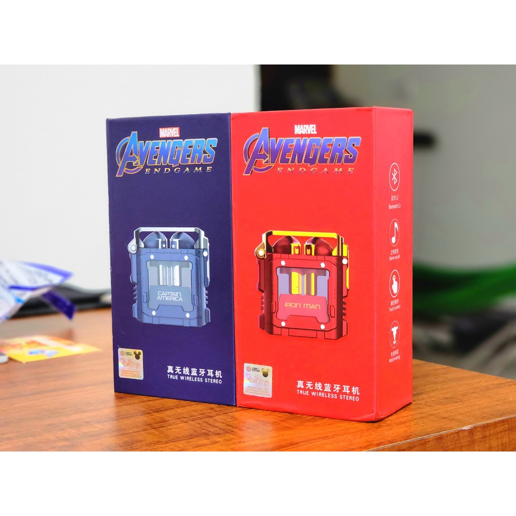 Tai nghe Iron Man MV08 Marvel Chính hãng Disney, kết nối bluetooth độ trễ thấp âm thanh siêu BASS, Vocal trong trẻo