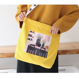 Túi đeo chéo hoạt hình cute màu vàng có khóa kéo