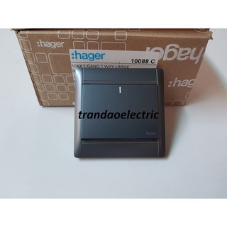 Công tắc đơn 1 chiều 10A Hager màu carbon WGL111_CA