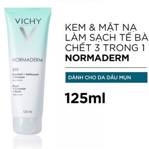 Vichy Kem Tẩy Tế Bào Chết 3 Tác Dụng Normaderm 3 in 1 Scrub + Cleanser + Mask 125ml