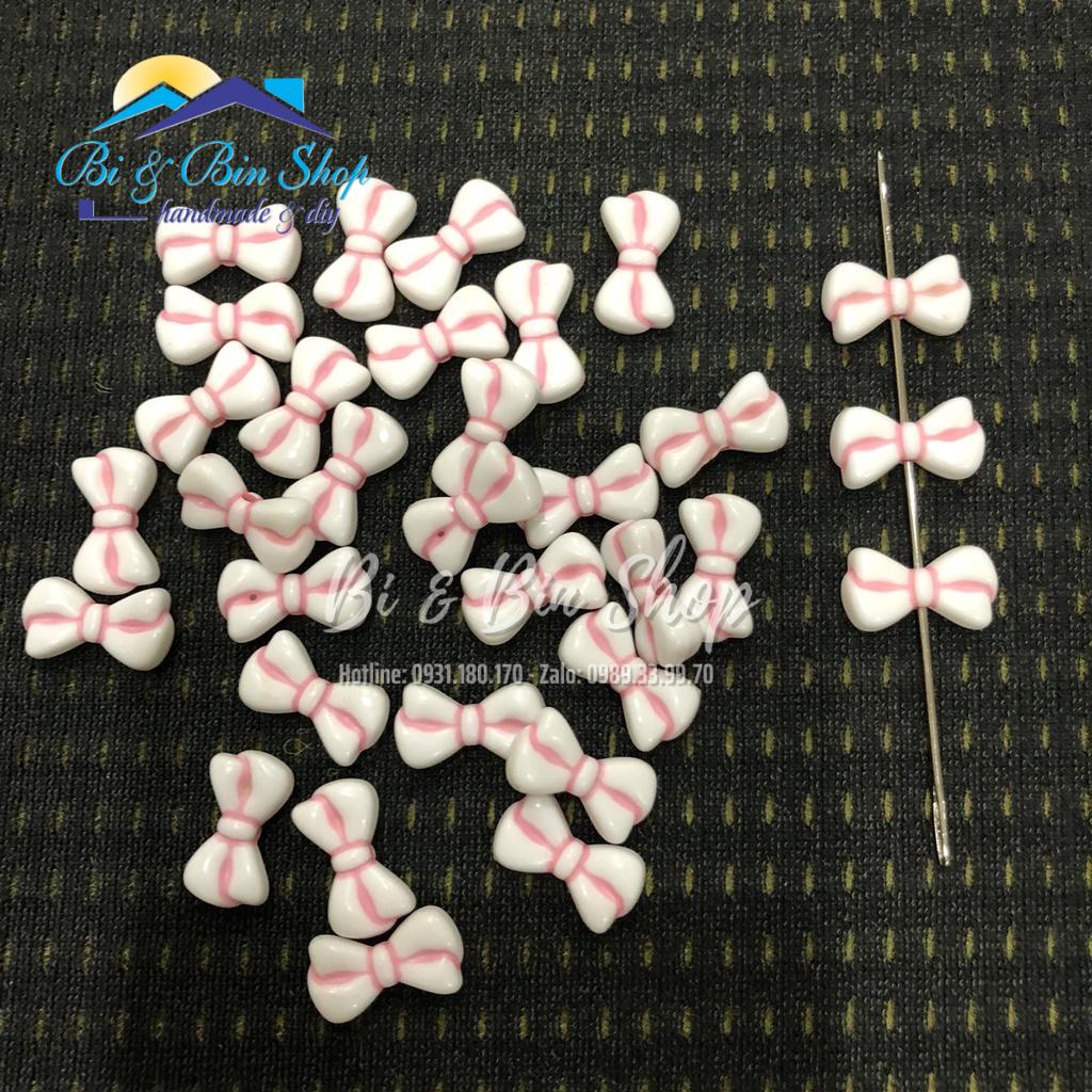 35 Cái Charm Hạt Nhựa Hình Chiếc Nơ Xinh Xắn Làm Vòng Đeo Tay, Làm trang Sức Handmade