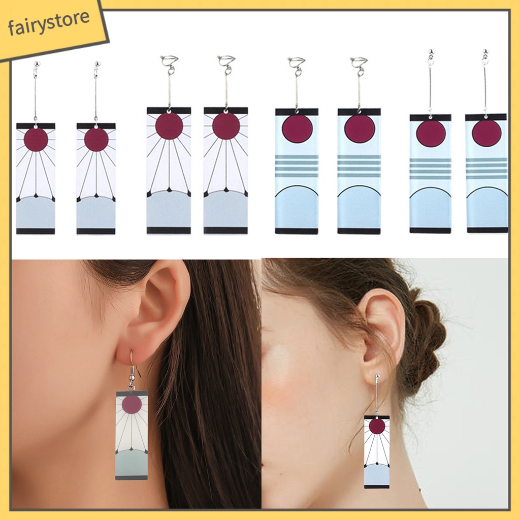 1 Đôi Khuyên Tai Acrylic Hóa Trang Tanjiro Sáng Tạo