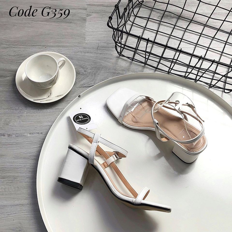 Sandal gót vuông 6p quai mảnh Today Style da mềm G359