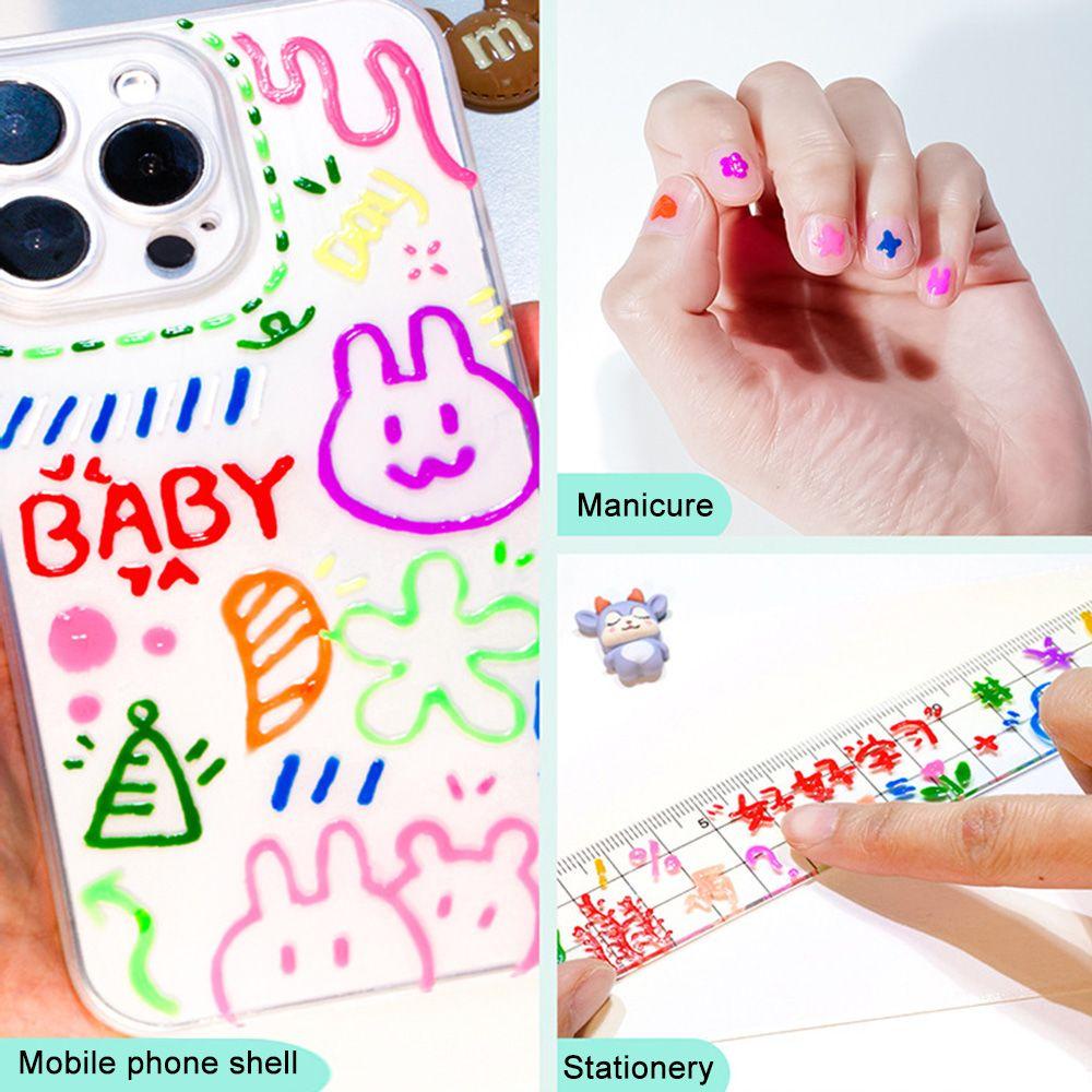 LET Set 12 Bút Gel 3D Dạng Nhấn Nhiều Màu Sắc Đáng Yêu
