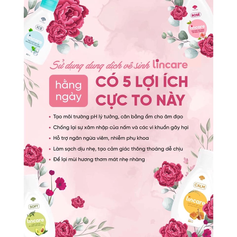 Dung dịch vệ sinh phụ nữ vệ sinh cốc nguyệt san Lincare Rose 50ml