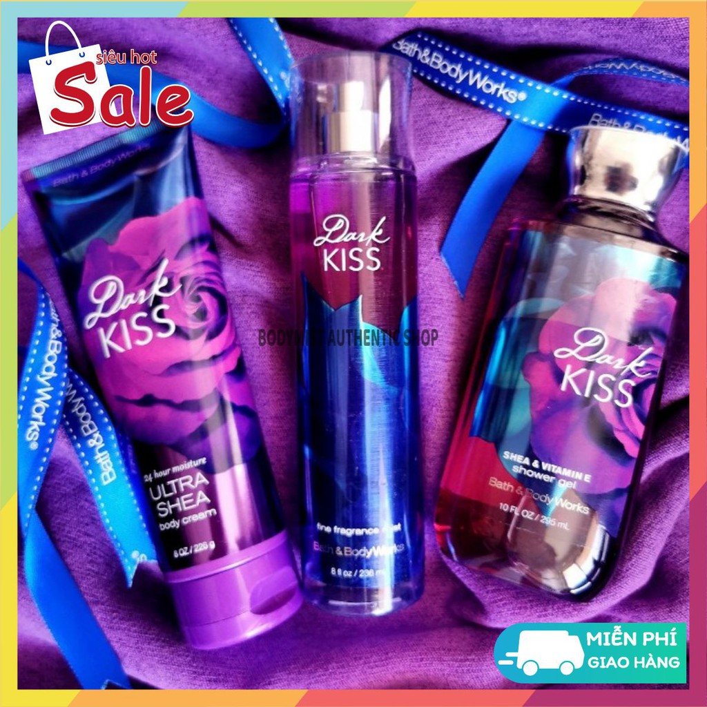 Xịt thơm Dark Kiss Fine Fragrance Mist Bath and Body Works 250ml [𝑩𝒐𝒅𝒚𝒎𝒊𝒔𝒕 𝑨𝒖𝒕𝒉𝒆𝒏𝒕𝒊𝒄]