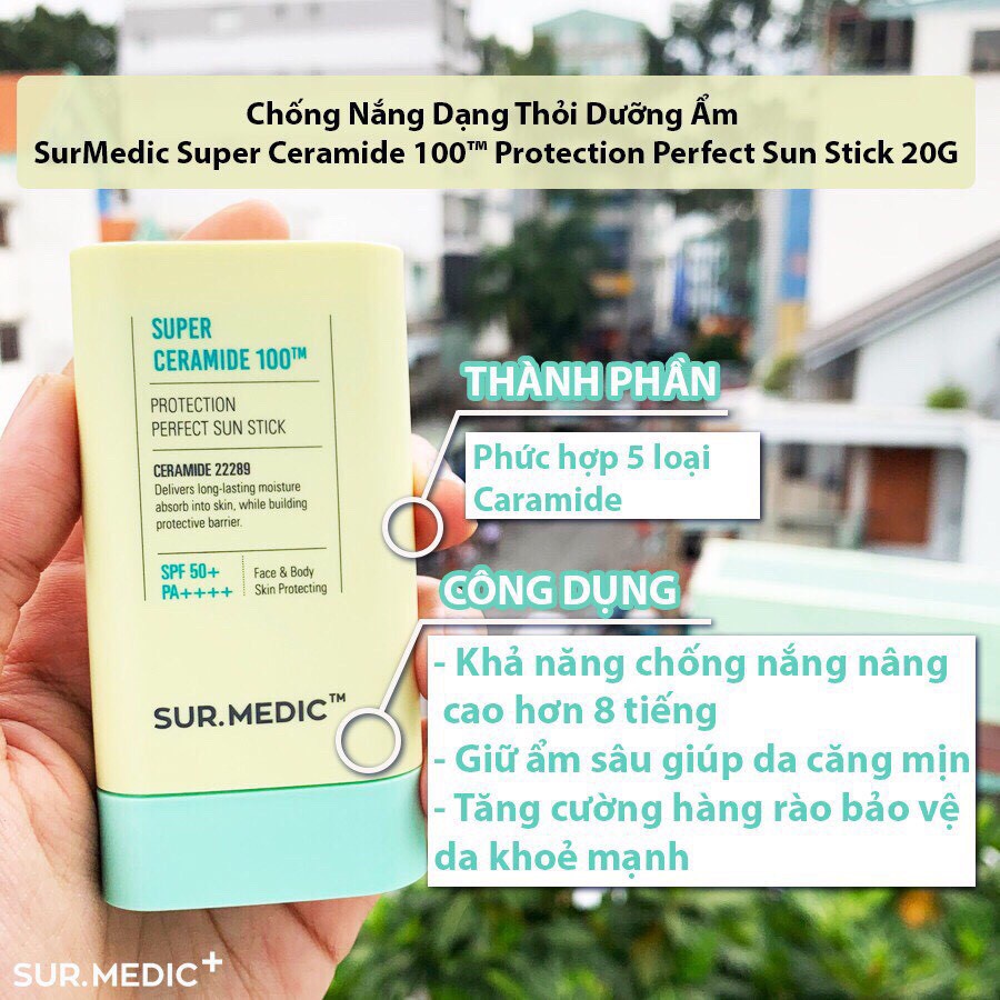 Set Thỏi Chống Nắng &amp; Toner Dưỡng Ẩm Da Sur.Medic Super Ceramide