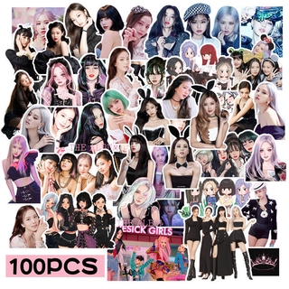 Set 100 miếng dán sticker hình nhóm nhạc BlackPink Lisa Jennie Rose