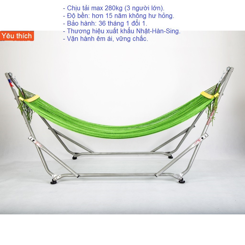 Combo khung võng Ngọc Hoàng thép sơn tĩnh điện Thuyền Rồng + lưới võng Ngọc Hoàng cán thép 2 lớp cỡ đại cao cấp