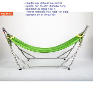 Combo khung võng Ngọc Hoàng thép sơn tĩnh điện Thuyền Rồng + lưới võng Ngọc Hoàng cán thép 2 lớp cỡ đại cao cấp