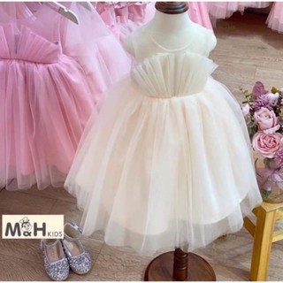 Đầm trắng công chúa xoè bồng đi tiệc bé gái