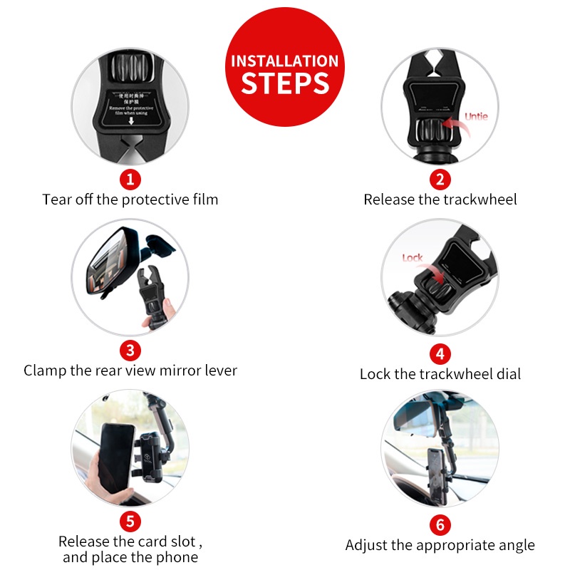 Giá Đỡ Điện Thoại Xoay 360 Độ Gắn Kính Chiếu Hậu Xe Hơi Toyota Vios Yaris Altis Camry Avanza