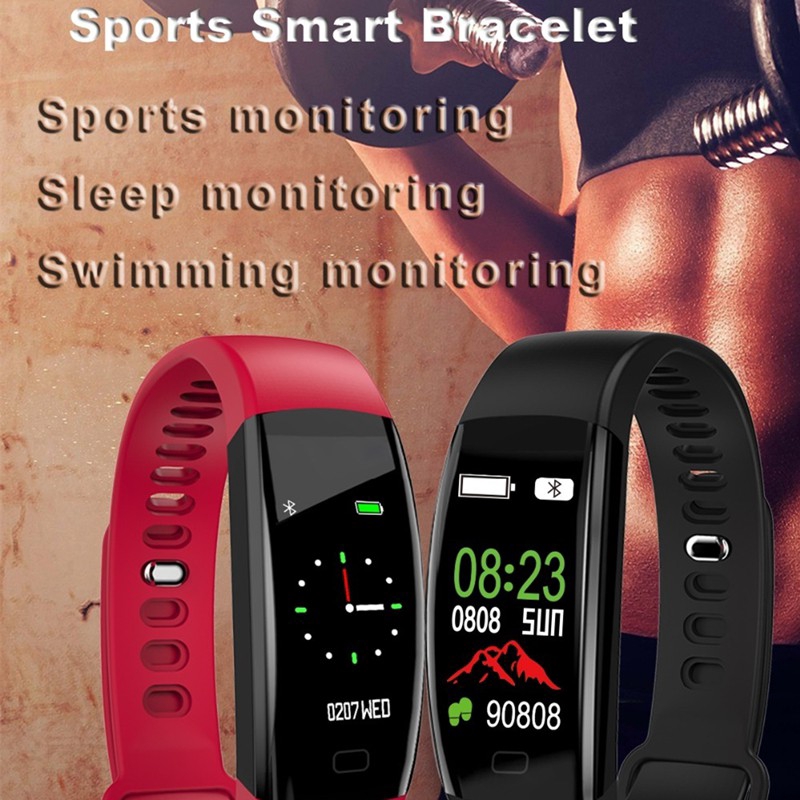 Smart Wear Vòng đeo tay thể dục thông minh Hoạt động thể thao Theo dõi huyết áp GPS Dây đeo cổ tay Đồng hồ đeo tay IP68 Băng chống nước Berjalan BSW55