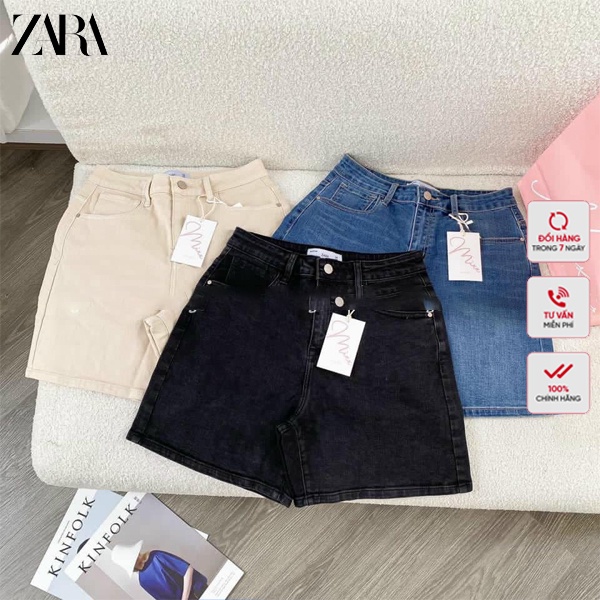 Quần Short Jeans Nữ Bemuda Dáng Ngố Hàng ZR Xuất Dư