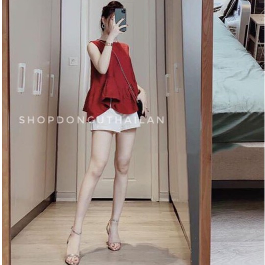 Set đũi áo đỏ bèo mix quần sooc trắng siêu xinh | BigBuy360 - bigbuy360.vn