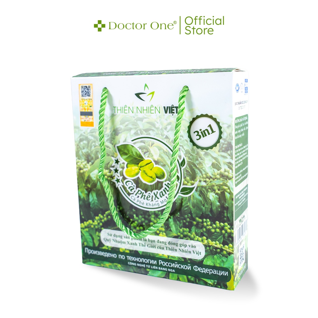 Cà Phê Xanh Kháng Mỡ Thiên Nhiên Việt Hỗ Trợ Giảm Cân Ăn Kiêng Thanh Lọc Cơ Thể Không Gây Buồn Ngủ - Hộp 10 Gói