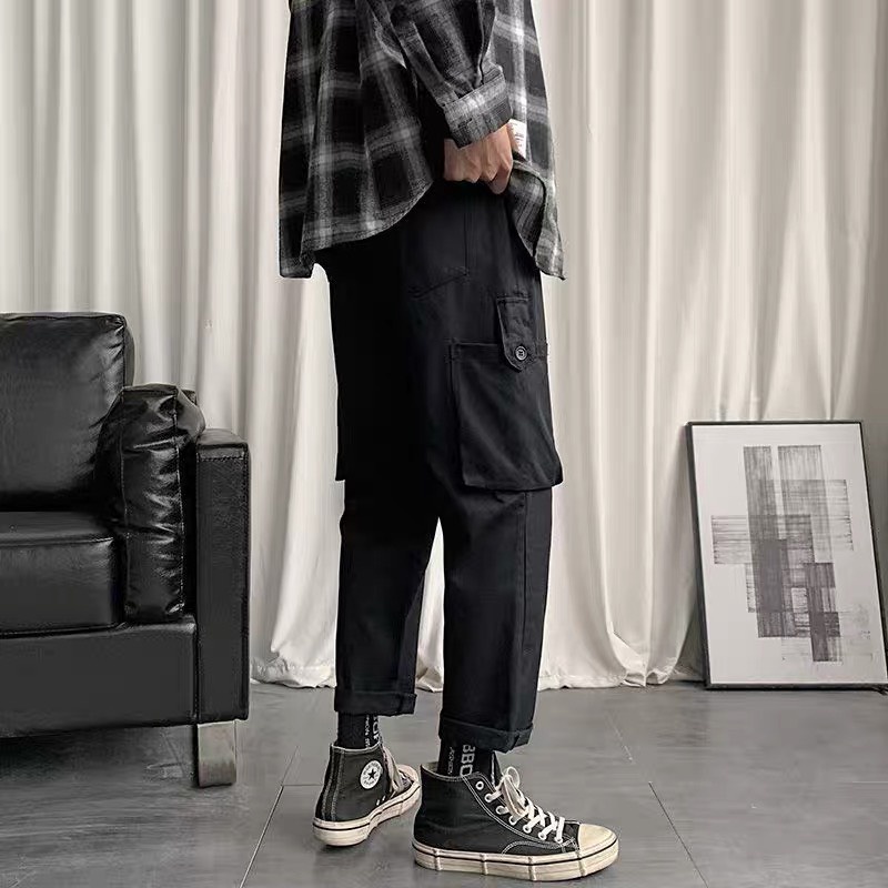 Quần Kaki Ống Rộng Nam Nữ Túi Hộp Cargo Ulzzang Unisex Năng Động Đường Phố Basic Streetwear. QCS01